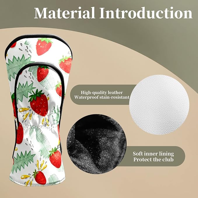 Premium Leather Golf Club Headcovers,Mango Pattern Fits Driver Hybrid Fairway 3/5 Wood,with Scratch-Resistant Lining, Gift for Men and Women