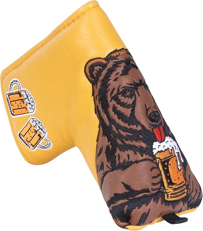Golf Club Head Cover Golf Head Cover Driver Headcover Fairway Wood Headcover Hybrid Club Head Cover Golf Blade Mallet Putter Cover Beer Bear
