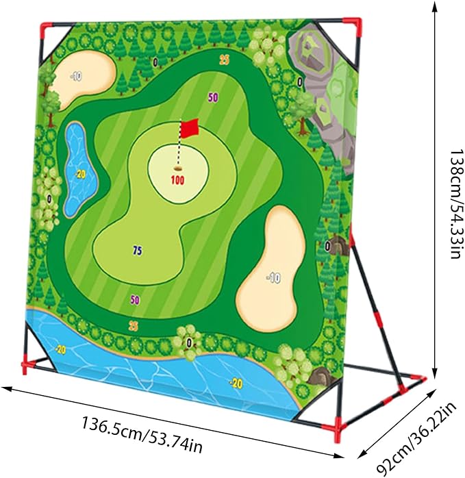 Golf Chipping Game with Stand, 54"x 54" Golf Battle Game Hitting Target Mat with 24 Balls, Perfect for Backyard Indoor Outdoor Family Games for Kids & Adults
