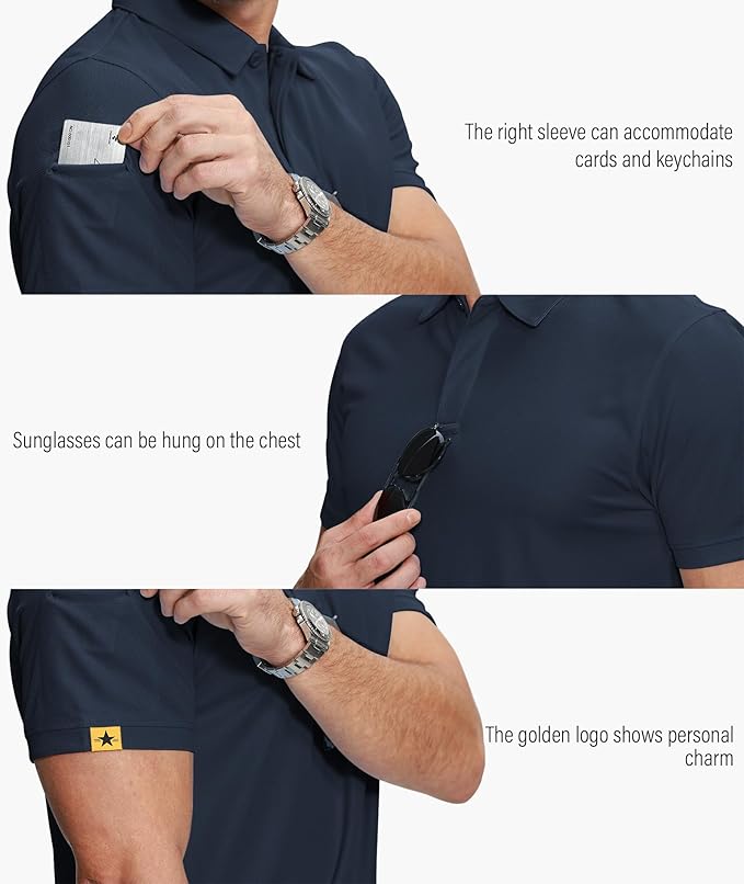 ZITY 5 Pack Mens Polo Shirt Short Sleeve Sports Golf Tennis T-Shirt Moisture-Wicking Summer Shirts