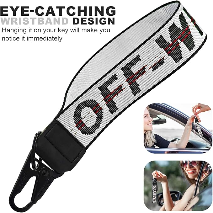Fashionable Car keychain, Fabric Wrist Strap With Key Ring, Can Be Used To Hang Car key chain, Wallets, Jeans Decorations, Key Chain Accessories(White)
