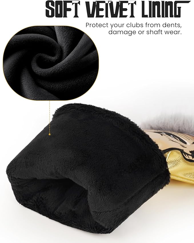 The Golf Father Golf Club Covers, Driver Fairway Hybrid Headcover, Funny Putter Cover Magnetic, Black & White Color Iron Covers,Golf Gifts for Men