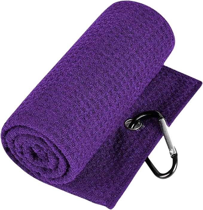 Golf Towel with Clip, Soft Microfiber Cleaning Cloth for Golf Clubs and Balls, Compact and Absorbent(A)