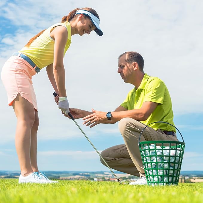 YARNOW Golf Ball Basket with Handle Nylon Golf Ball Container Golf Ball Bin (Green, Golf Balls are Excluded)