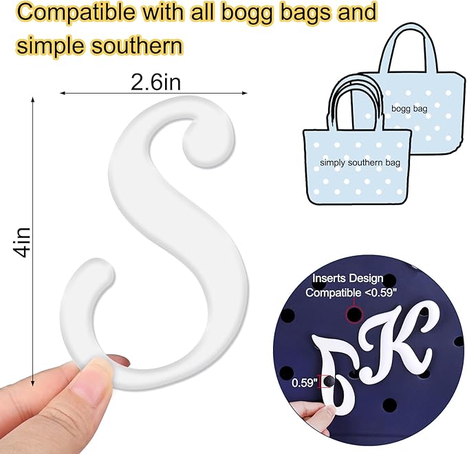Mity rain Letter Charms for Bogg Bag，Alphabet Lettering Accessories Charms Compatible with Bogg Bag Original All Models, Insert Decorative Letter for Handbag Beach Tote Bag S
