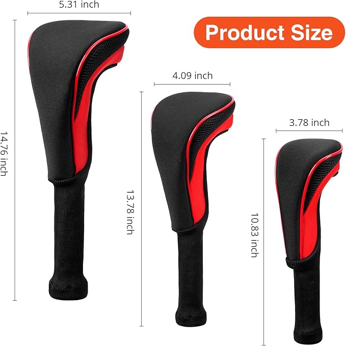 Golf Head Covers, 4pcs Golf Club Covers for Driver Fairway and Hybrid, Nylon Golf Club Head Covers for Men Women with Interchangeable Tags