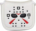 Golf Putter Cover White Mallet Putter Headcover Magnetic Hockey Golf Club Cover Headcover for All Brand 5.51" Width, 5.11" Width