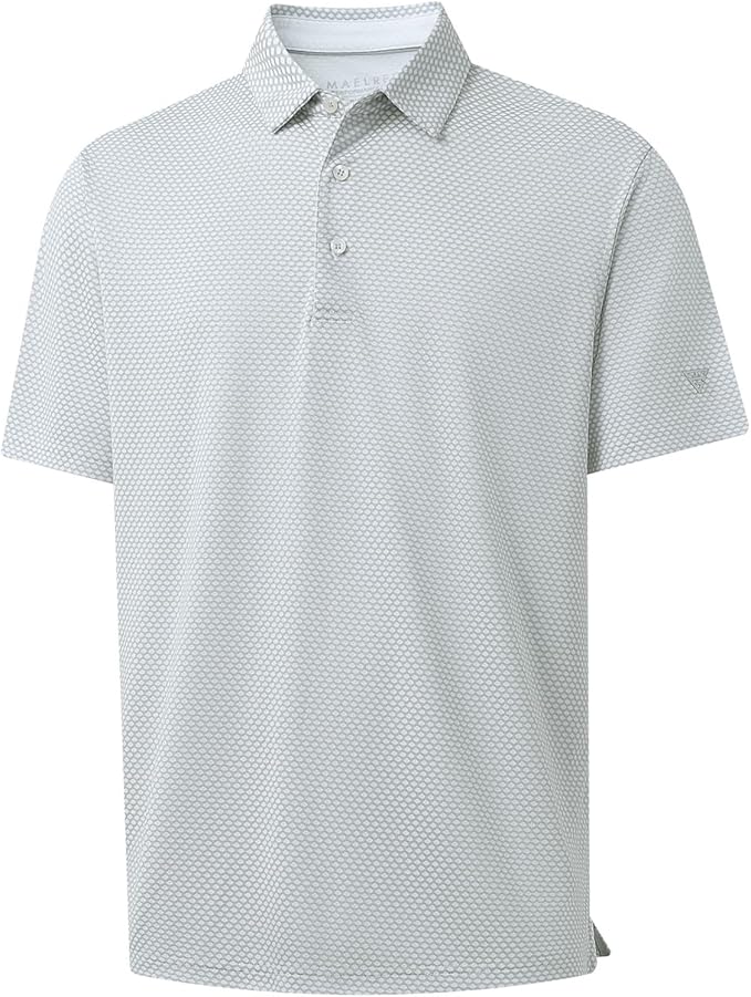M MAELREG Golf Shirts for Men Moisture Wicking Jacquard Breathable Performance Dry Fit Collared Mens Polo Shirts Short Sleeve