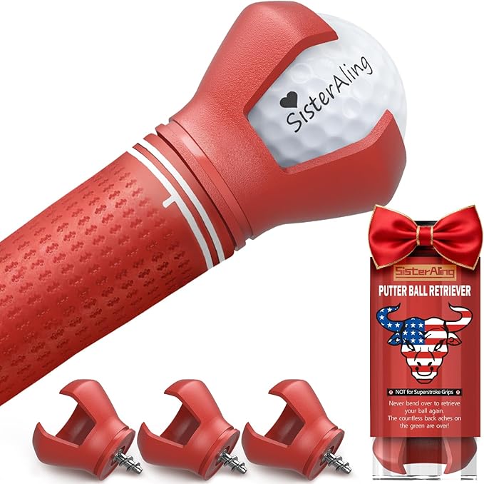 3-Prong Golf Ball Retriever Grabber Pick Up,Back Saver Claw Put On Putter Grip,Suction Cup Ball Grabber,Sucker for Golf Screws Tool