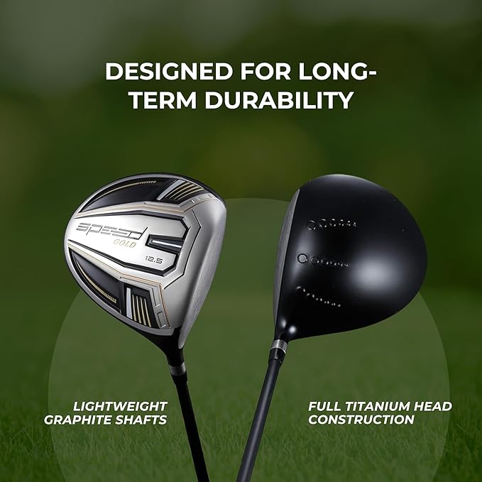 Titanium Driver Golf Club, Loft Lightweight Graphite Shaft, Oversized Sweet Spot, Aerodynamic, USGA Conforming Mens Driver + Deluxe Headcover