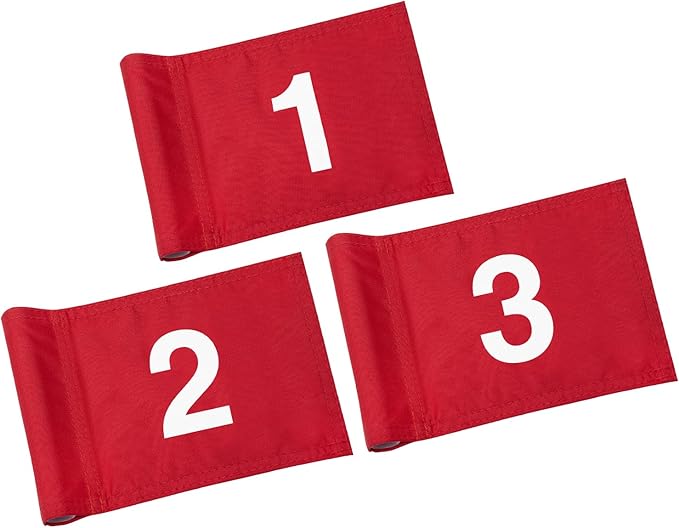 KINGTOP Numbered Golf Flag All 8x6 Inch – Upgraded Dual-Layer 420D Nylon, Double Sided Printing, Tube Inserted – Mini Practice Putting Green Flags for Yard
