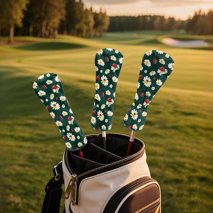 Golf Club Head Covers for Club Protective, Waterproof PU Leather Driver Fairway Wood Hybrid Head Cover