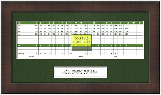 8x15 Brown Golf Scorecard Frame, Moulding brn-001, Green Mat (holds up to approx. 5"x12" card); card not included