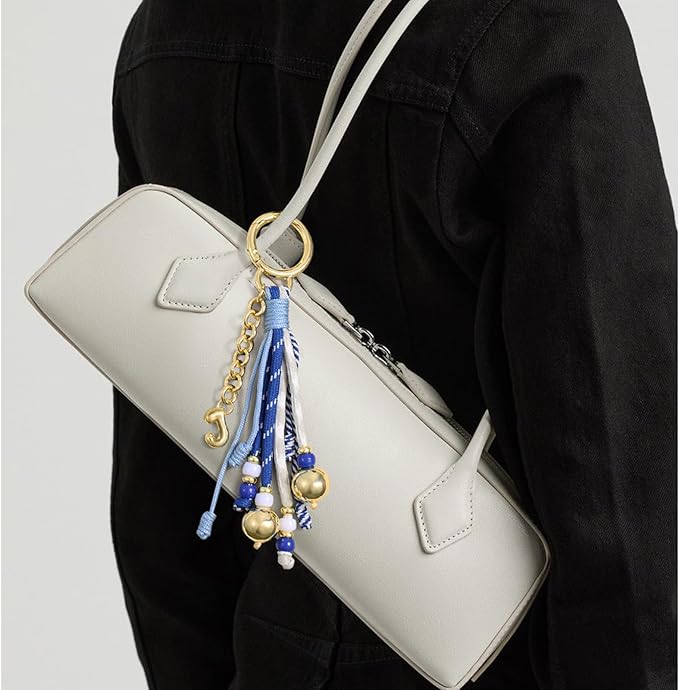 KissYan Christmas Initial Bag Charm for Women, Colorful Rope Purse Keychain With Puffy Letter, Handbag Charm for Backpack