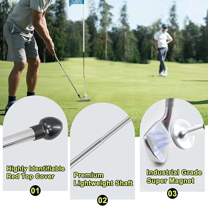 THE GOLFER STORE Golf Alignment Rods, Golf Club Alignment Stick Corrector Magnetic Golf Swing Trainer Aid Help Visualize and Align Your Golf Shot Length Adjustments