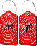 TSA Approved Luggage Tags for Suitcases Spider on Web 2 Pack Funny Leather Carnival Cruise Airport Cute Travel Name Tags Golf Bag tag Ships Essentials Privacy Cover ID Label for Women Men