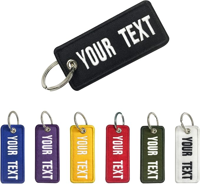 mvcen Custom Embroidery Keychain, Personalized Name Number Key Tag Customized Key Chain Embroidery Your Any Text Keyring Accessories for Luggage, Car, Motorcycles, Backpacks and Gift