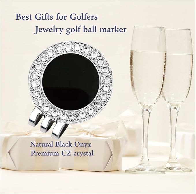 Golf Ball Marker Hat Clip with Pearl Crystal Ball Marker, Golf Accessories, Golf Gifts, Golf Ball Markers for Women