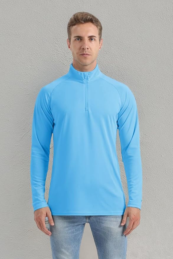 Boladeci Men's UPF 50+ Sun Shirts 1/4 Zip Long Sleeve SPF UV Protection Lightweight Quick Dry Quarter Zip Golf Shirts