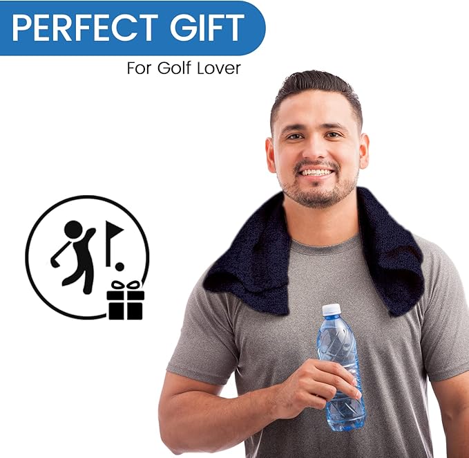 Personalized Passion Golf Towel with Embroidered Name - 16"x26" Custom Golf Towels with Clip - Soft & Highly Absorbent Plush Velour - Easily Wipes Away Sweat and Dirt - Gift for Golfers - Navy