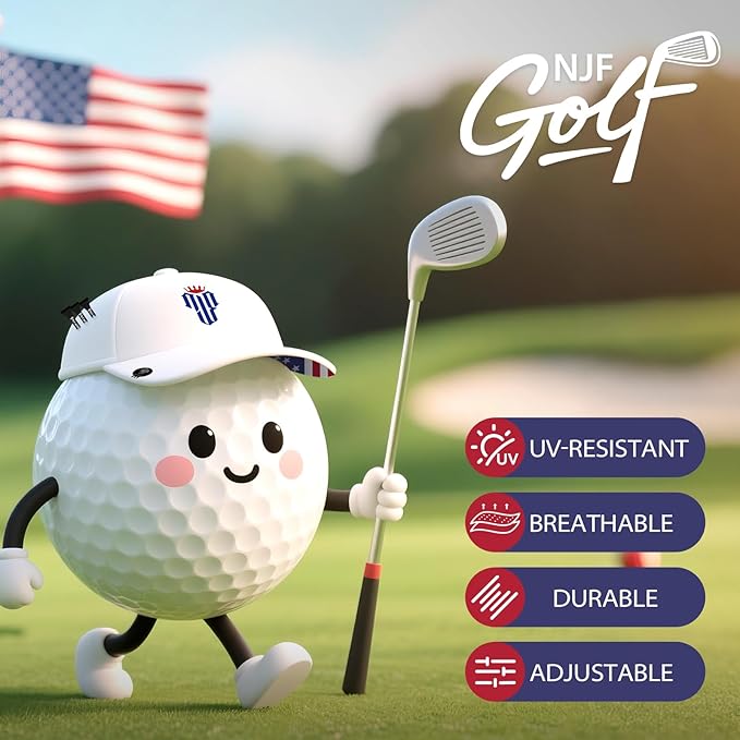 NJF Golf™ Hat Men - Breathable Mens Golf Hats, Adjustable Rope Snapback Cap, Convenient Cap with Tee Holder