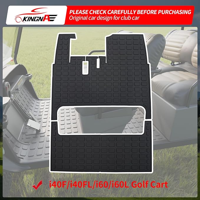 Floor Mats Compatible with i40F/i40FL/i60/i60L Golf Cart TPE All Weather 1st and 2nd Row Guard Protector Accessories