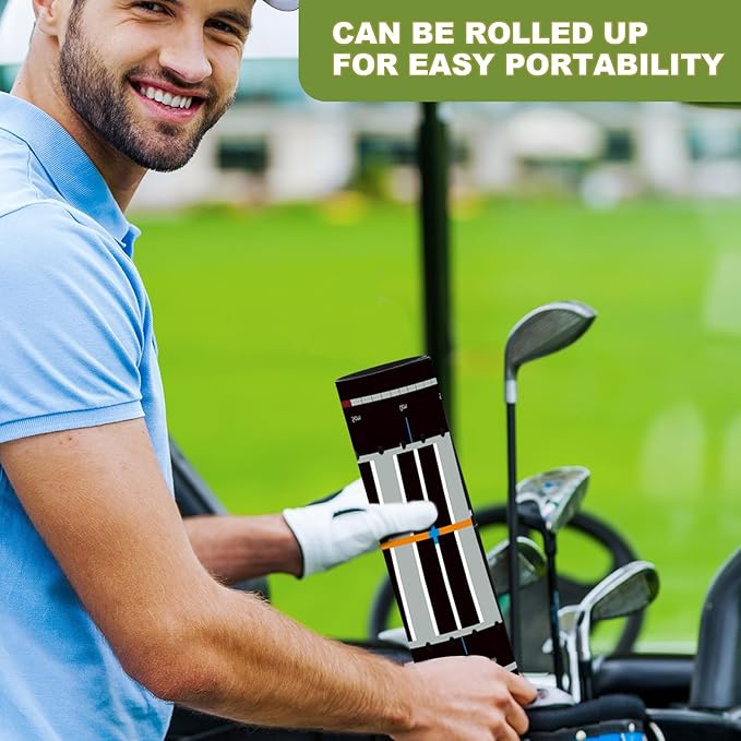 Golf Putting Mats Practice Indoor 30 x 8.27 Inch Golf Putting Practice Training Aid Alignment Track Green Mat Exercise Putter Training Supplies