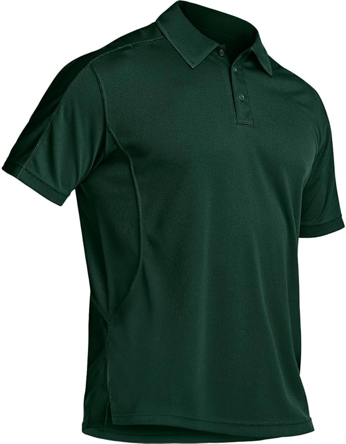 CQR Men's Polo Shirts, Tactical Short Sleeve Golf Performance Shirts, Lightweight Dry Fit UPF 50+ Pique