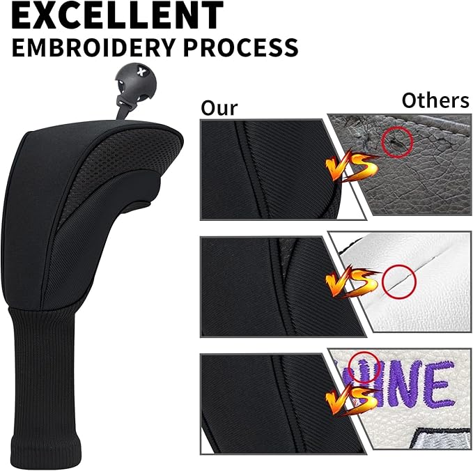 Golf Head Covers for Fairway Woods Driver Hybrids 5 Pieces Nylon Mesh Sports Fan Golf Club Headcovers-Golf Accessories for Men Women.