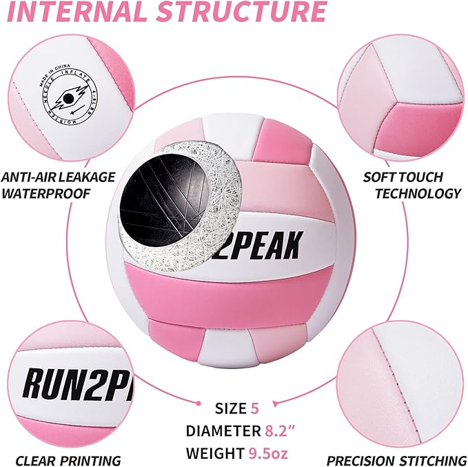 Soft Touch Volleyball Ball Gifts for Teen Girls Kids Youth Team Beginners Durable Volleyballs for Outdoor Indoor Beach Pool Water Play Official Size 5 Training Practice Volley Ball