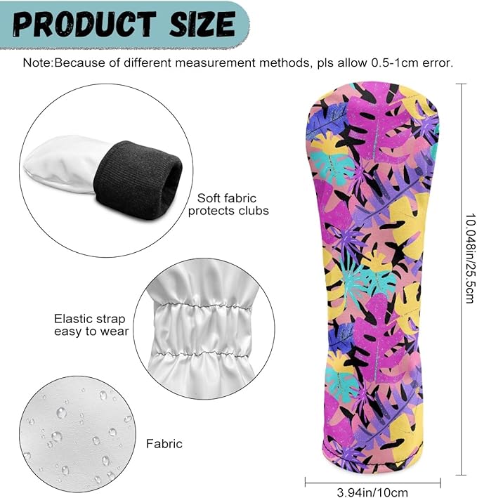 Golf Club Head Covers for Club Protective, Waterproof PU Leather Driver Fairway Wood Hybrid Head Cover