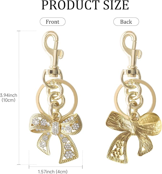 Sparkly Bow Bag Charm Rhinestone Bow Purse Charms Bows Keychain Women Bag Charm for Handbag