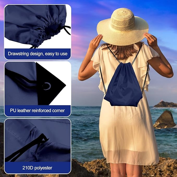 KUUQA 100Pcs Navy Blue Drawstring Backpack Bag Bulk Drawstring Bags String Bags Storage Bags Gym Backpack for Sport Gym Traveling
