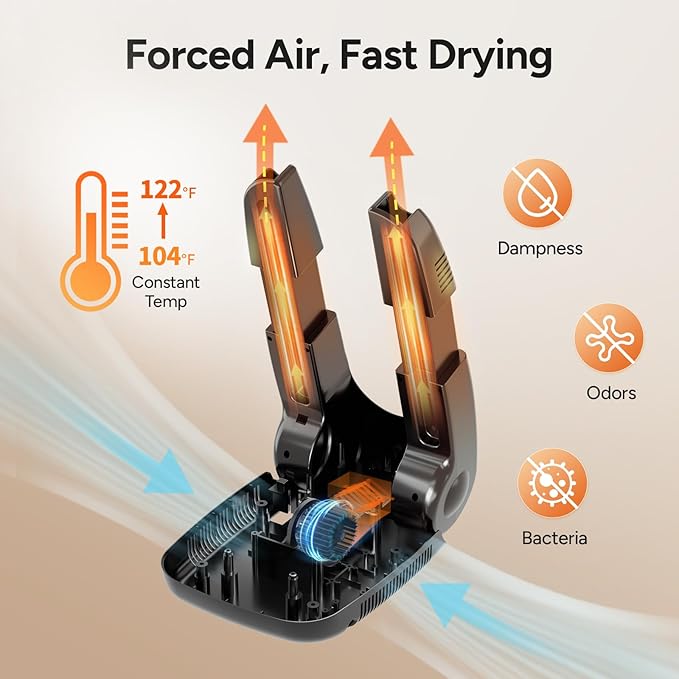 Dr. Prepare Boot Dryer Shoe Dryer, Glove Dryer & Boot Warmer with Heat Blower, Portable Adjustable Rack and Timer, Folding Design & Quick Drying for Shoes, Gloves, Hats, Socks, Ski Boots, Smart Panel