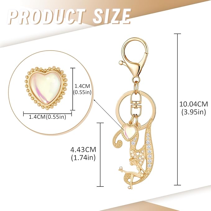 Gold Plated Alphabet Initial Letter Keyring Keychain for Women Girls Crystal Key Chains for Wallet Backpack Bag Charm