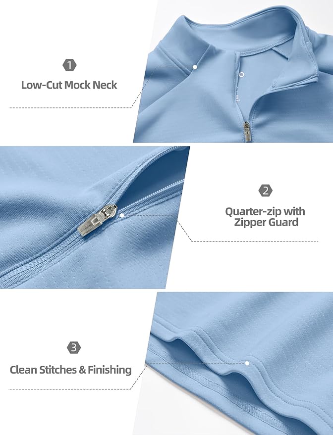 Zengjo Mens Quarter Zip Athletic Pullover Mid-Weight 1/4-Zip Running Workout Shirt Moisture Wicking