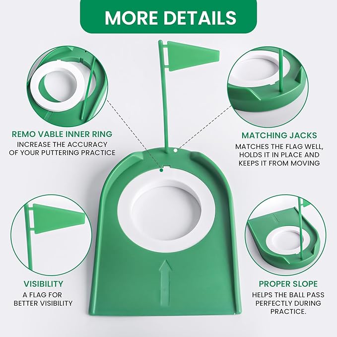 Golf Putting Cup and Flag Putt Training Hole All-Direction Surface Regulation Practice Cups for Men Women Kids Indoor Outdoor Home Office Backyard Golfing