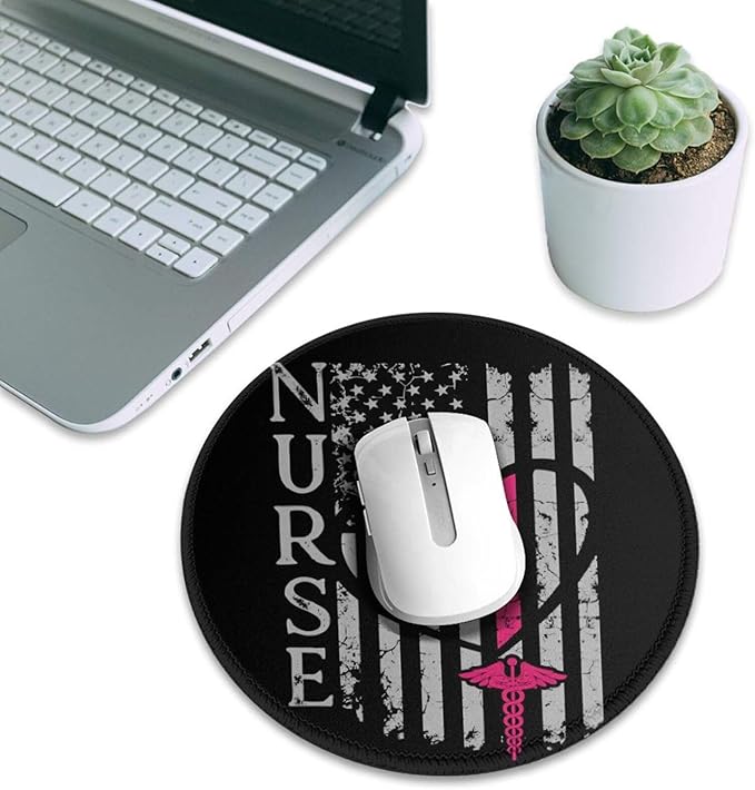 Nurse Flags Mouse Pad,RN Day Mouse Pads for Desk, Stitched Edge Mousepad with Non-Slip Rubber Base, Gaming Mouse Mat for Computer Laptop Home Office