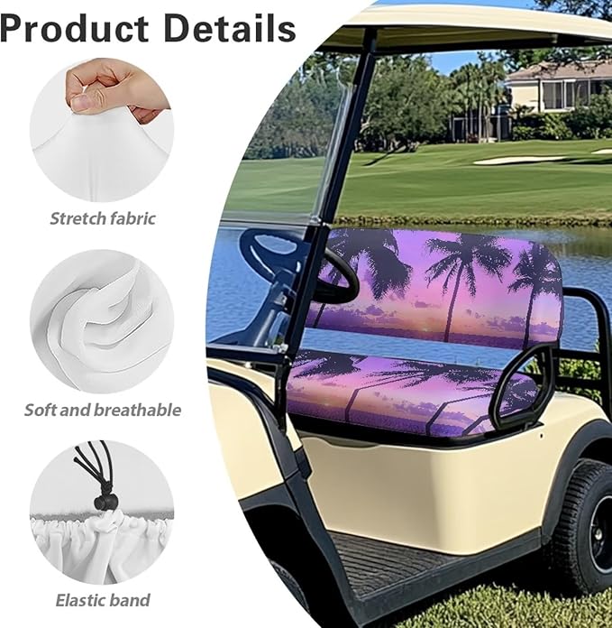 Fashion Print Golf Cart Seat Covers 2 Passenger Golf Cart Backrest Cover Golf Cart Seat Towel Gift for Friends