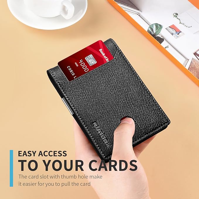 RUNBOX Money Clip Wallets for Men,Slim Leather Mens Bifold Wallet,RFID Blocking Front Pocket Wallet,Thin Credit Card Holder with Gift Box