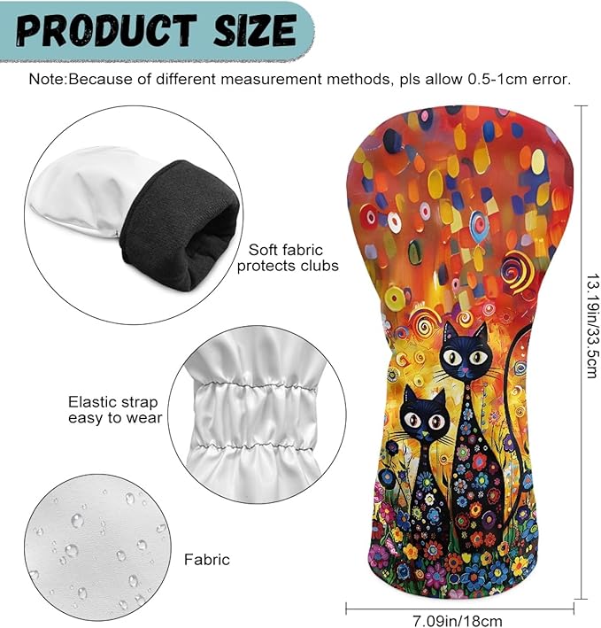 Golf Club Head Covers for Club Protective, Waterproof PU Leather Driver Fairway Wood Hybrid Head Cover