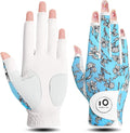 FINGER TEN Stylish Golf Gloves Women with Ball Marker 1 Pack for Left or Right Hand, Breathable Glove with Fashion Patterns for Ladies Right Left Handed Golfer
