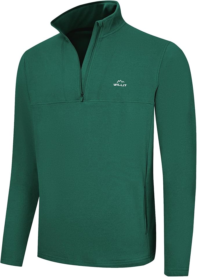 Willit Men's Winter Shirts Fleece Pullover with Pocket Quarter Zip Cold Weather Golf Hiking Casual Warm Shirts Long Sleeve