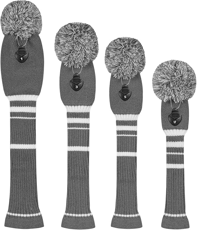 Scott Edward 1/3/4PCS Multi-Style Optional Individualized Knit Golf Club Head Covers, Driver Wood(460cc) Fairway Wood and Hybrid(UT)，for Male/Female Golfers,Custom