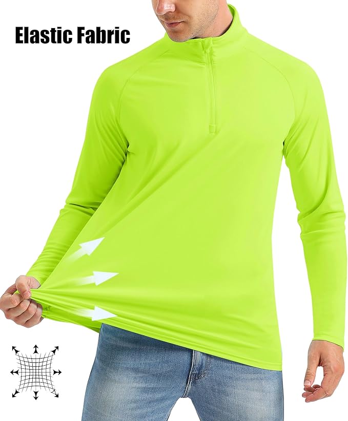 MAGCOMSEN Men's Long Sleeve Sun Shirts UPF 50+ Tees 1/4 Zip Up Fishing Running Rash Guard T-Shirts Outdoor Shirt