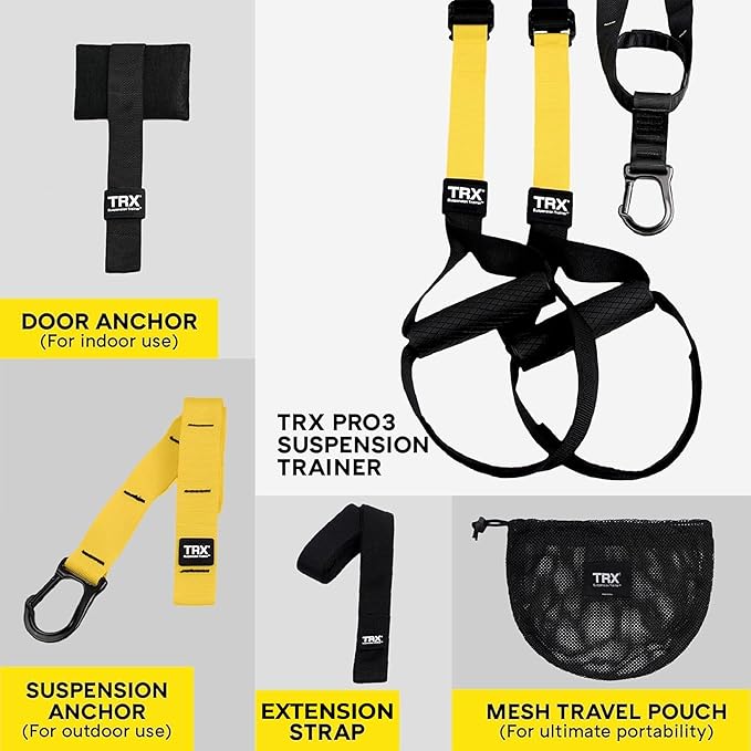 TRX Pro3 Home Gym System – Professional-Grade Suspension Trainer for Strength Training, HIIT, Cardio & Full-Body Workouts, Durable Design with Indoor & Outdoor Anchors