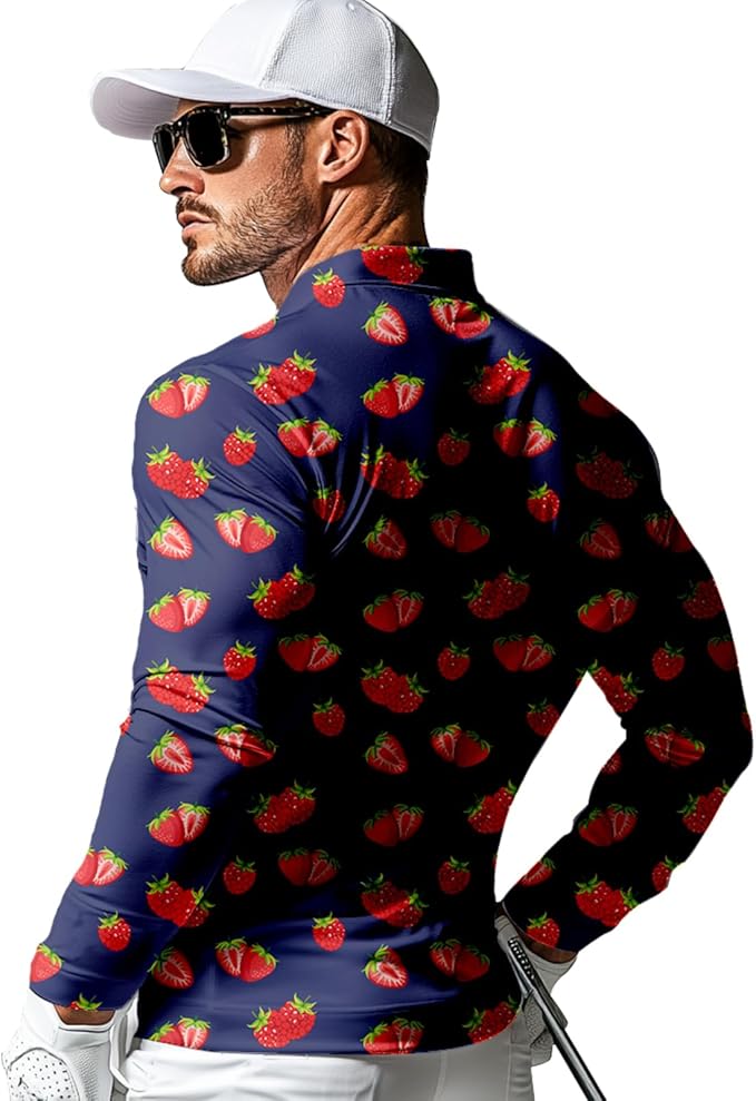 Men's Long Sleeve Golf Shirt Quick Dry 3 Button Work Fishing Outdoor Casual Collar Shirt