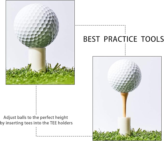 Sumind 10 Set Golf Rubber Tee Holder Set for Driving Range Golf Practice Mat Indoor Outdoor Size 1.5 Inch (10 Rubber Tee Holders, 10 Bamboo Tees)