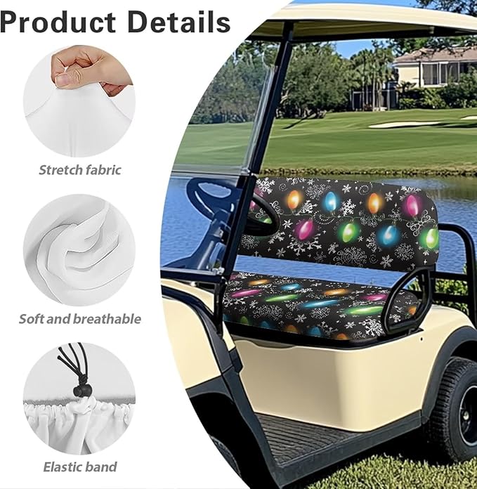 Golf Cart Seat Covers, Universal Fit & Nonskid Bottom Fits for Club Car 2 Person Seats Golf Carts