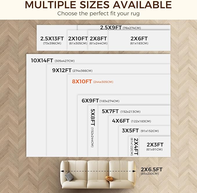 BAGAIL BASICS 8 x 10 FT Rug Pad Gripper for Hardwood Floors, Non Slip Rug Pads for Area Rugs, Extra Thick Under Rug Padding, Protect Your Rugs & Floors